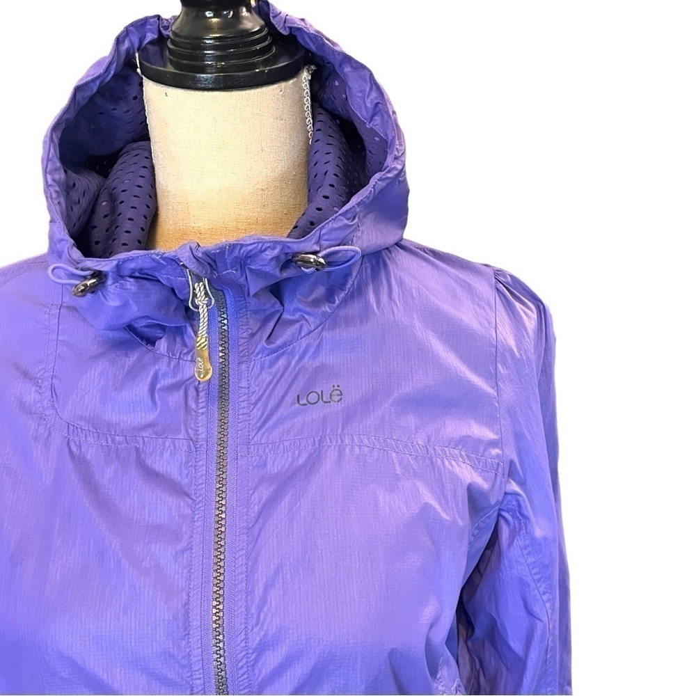 Lole Lightweight Mesh Lined Nylon Windbreaker Jacket with Hood in Violet Small - Picture 5 of 16